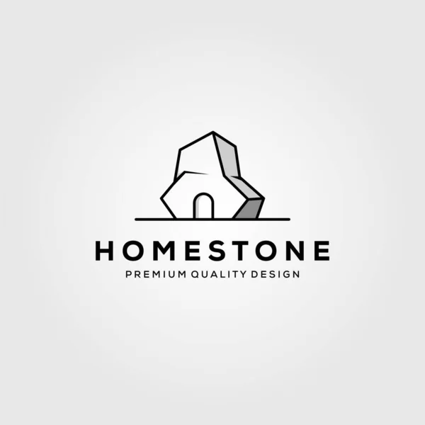 Home Kamień Logo Linia Sztuka Wektor Szablon Ilustracja Projekt — Wektor stockowy