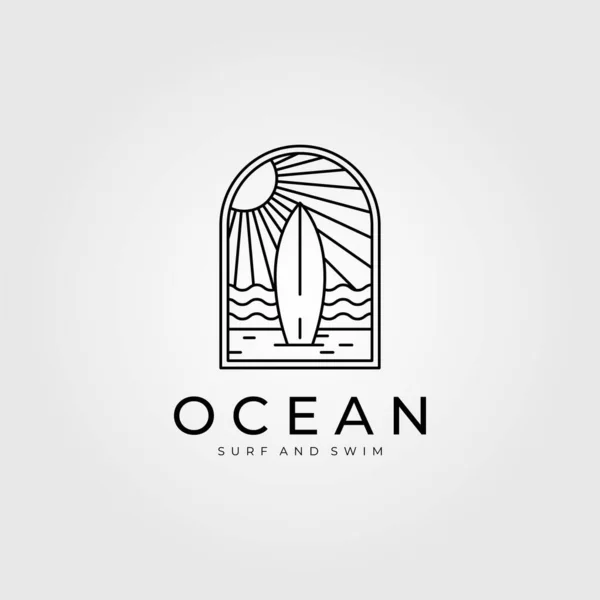 Oceaan Surf Lijn Kunst Logo Vector Illustratie Ontwerp Strand Logo — Stockvector