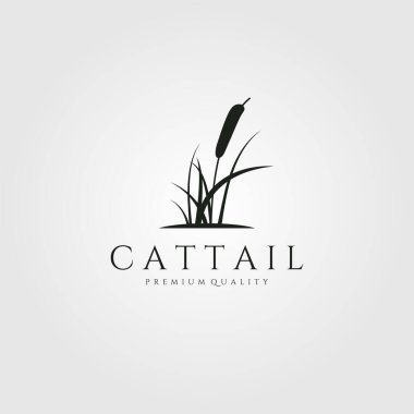 cattail premium logo vector illustration design, cattail silhouette vector design clipart