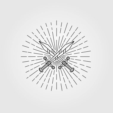 Klasik kılıç hipster sembolü vektör illüstrasyon tasarımı