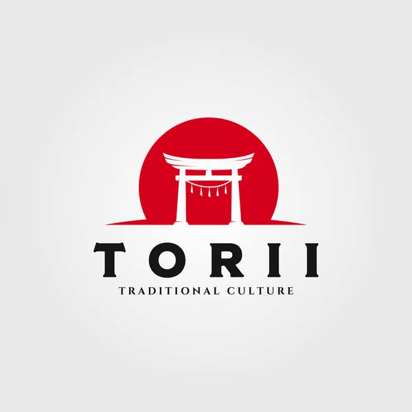 Торійські Ворота Логотип Векторний Дизайн Ілюстрації Японська Релігія Символ Ілюстрація — стоковий вектор