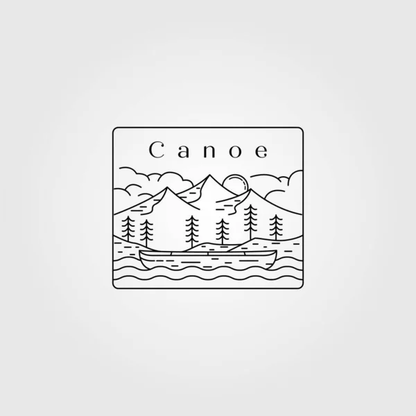 Línea Arte Canoa Paisaje Vector Ilustración Diseño — Archivo Imágenes Vectoriales