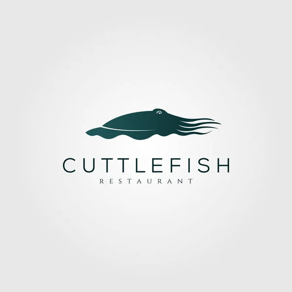 Cuttlefish Logotipo Vintage Silhueta Vetor Ilustração Design — Vetor de Stock