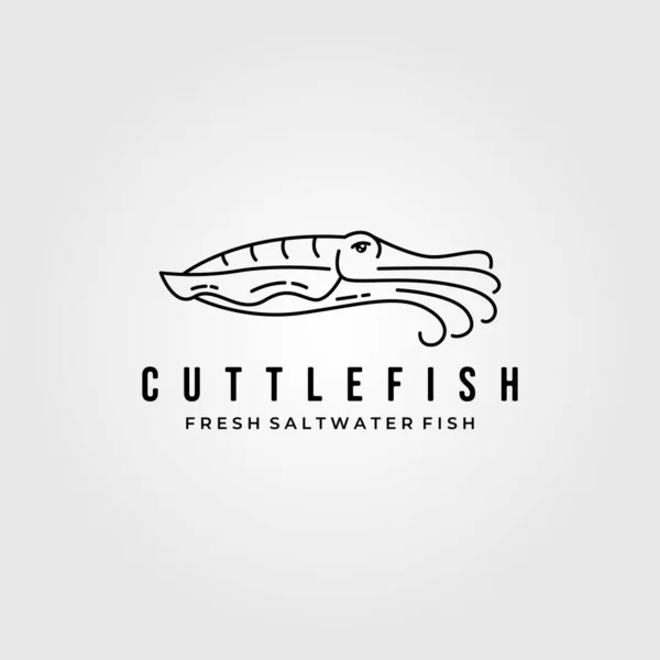 Cuttlefish Linha Arte Logotipo Minimalista Vetor Ilustração Design — Vetor de Stock