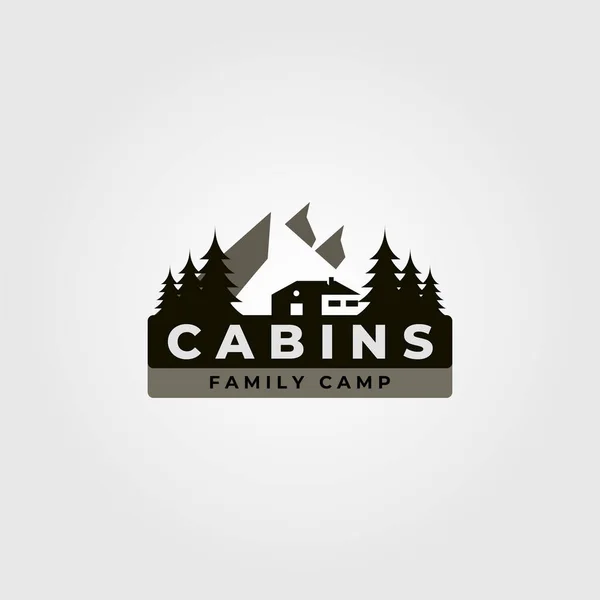 Logotipo Cabine Design Ilustração Vetorial Vintage Com Ilustração Paisagem Montanha —  Vetores de Stock