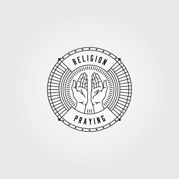 Молитва Руки Линии Искусства Логотип Векторный Винтажный Дизайн Иллюстрации — стоковый вектор