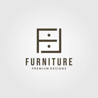 Minimalist çekmece mobilyası iç logosu F harfi vektör illüstrasyon tasarımı