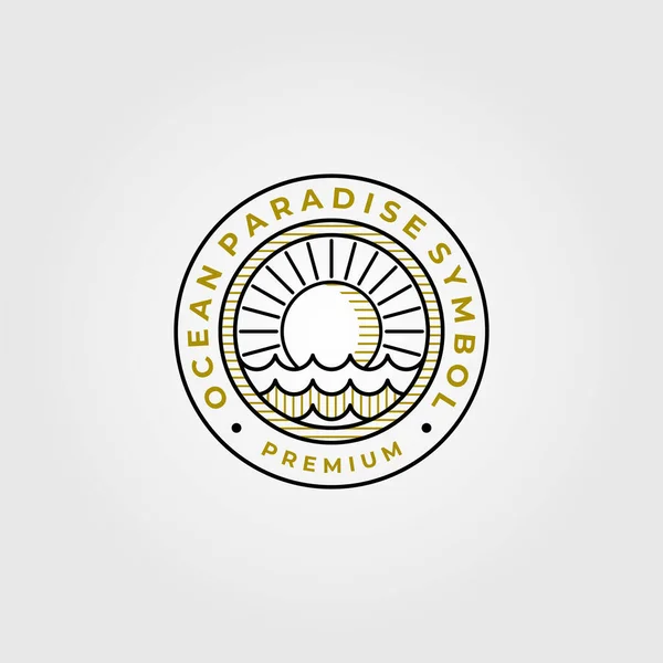 Океанський Рай Лінія Мистецтва Логотип Символ Векторний Дизайн Ілюстрації — стоковий вектор