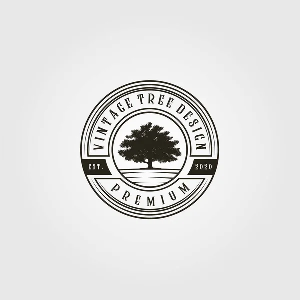 Логотип Дерева Вінтажний Вектор Дизайні Ілюстрації Емблеми — стоковий вектор