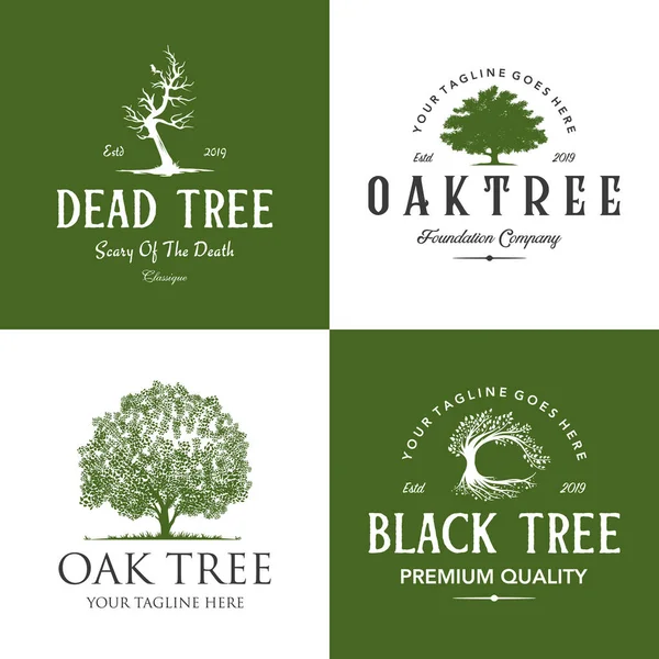 Vintage Trees Set Logo Vektor Illustration Design — Stockvektor