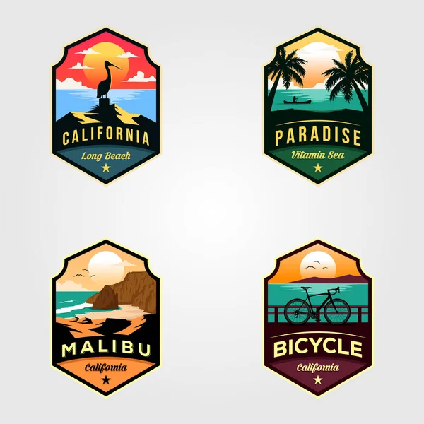 Conjunto Design Ilustração Viagem Logotipo Praia — Vetor de Stock