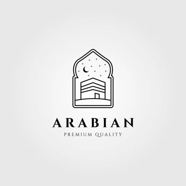 Arabian Kaaba Γραμμή Σύμβολο Τέχνης Σχέδιο Εικονογράφησης Φορέα — Διανυσματικό Αρχείο