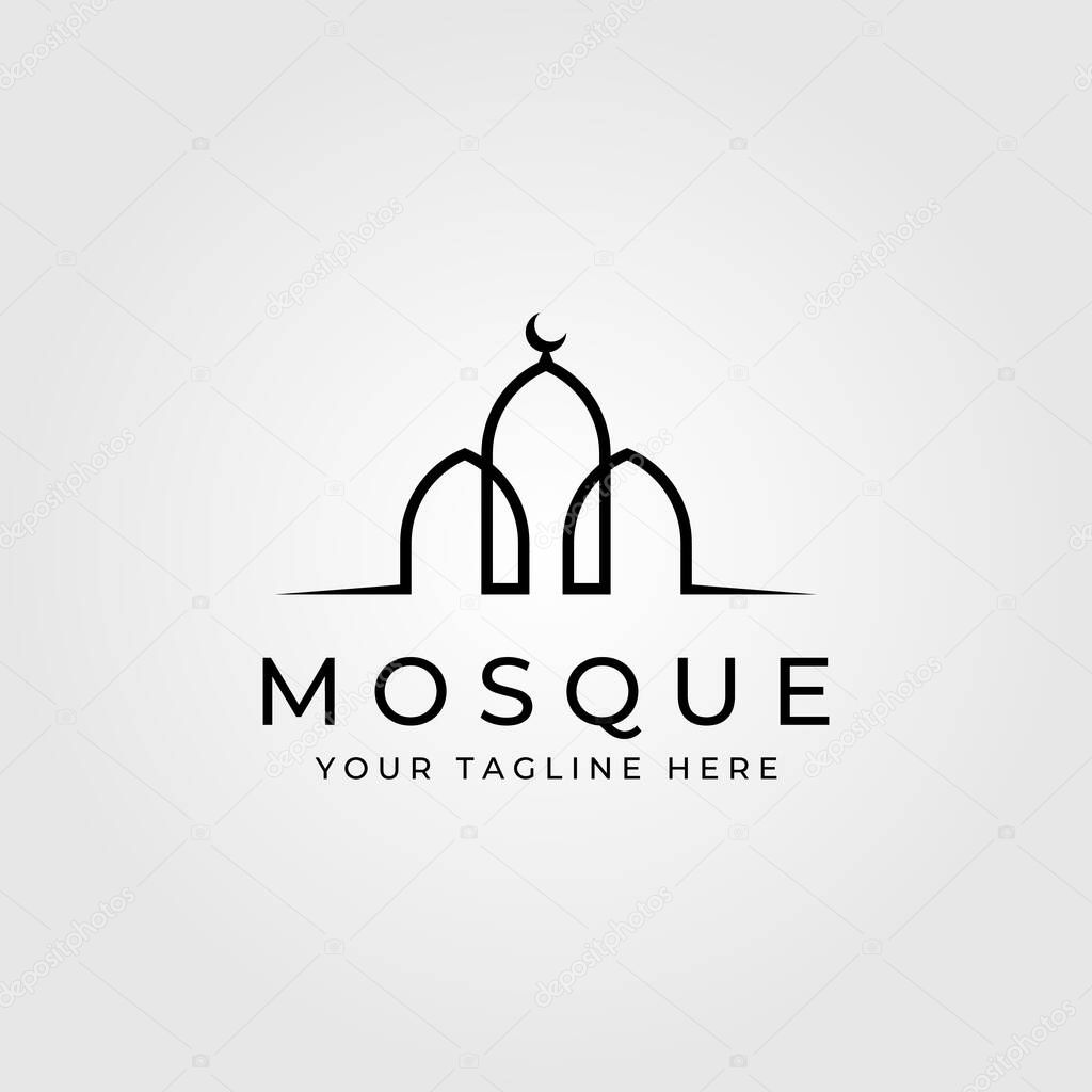 line art mosque building minimalist logo vector illustration design