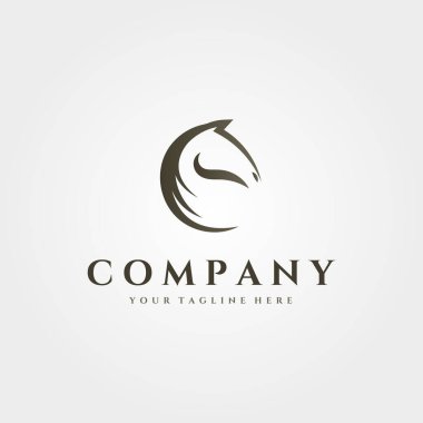 horse head logo vector vintage minimalist illustration design clipart
