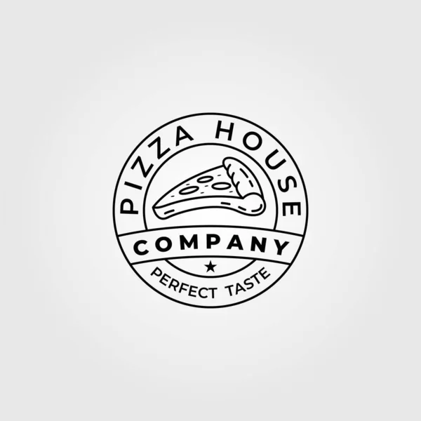 Pizza Casa Pão Linha Arte Logotipo Vetor Minimalista Ilustração Design — Vetor de Stock
