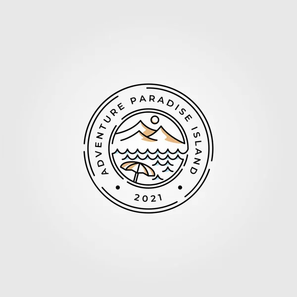 Гірська Пляжна Лінія Мистецтва Логотип Мінімалізм Векторний Дизайн Ілюстрації — стоковий вектор
