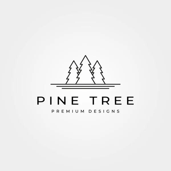 Kiefernbaum Linie Kunst Logo Minimalistischen Vektor Symbol Illustration Design — Stockvektor