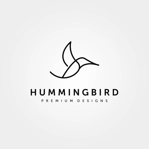 Hummingbird Λογότυπο Γραμμή Τέχνη Μινιμαλιστικό Διάνυσμα Εικονογράφηση Σχέδιο — Διανυσματικό Αρχείο
