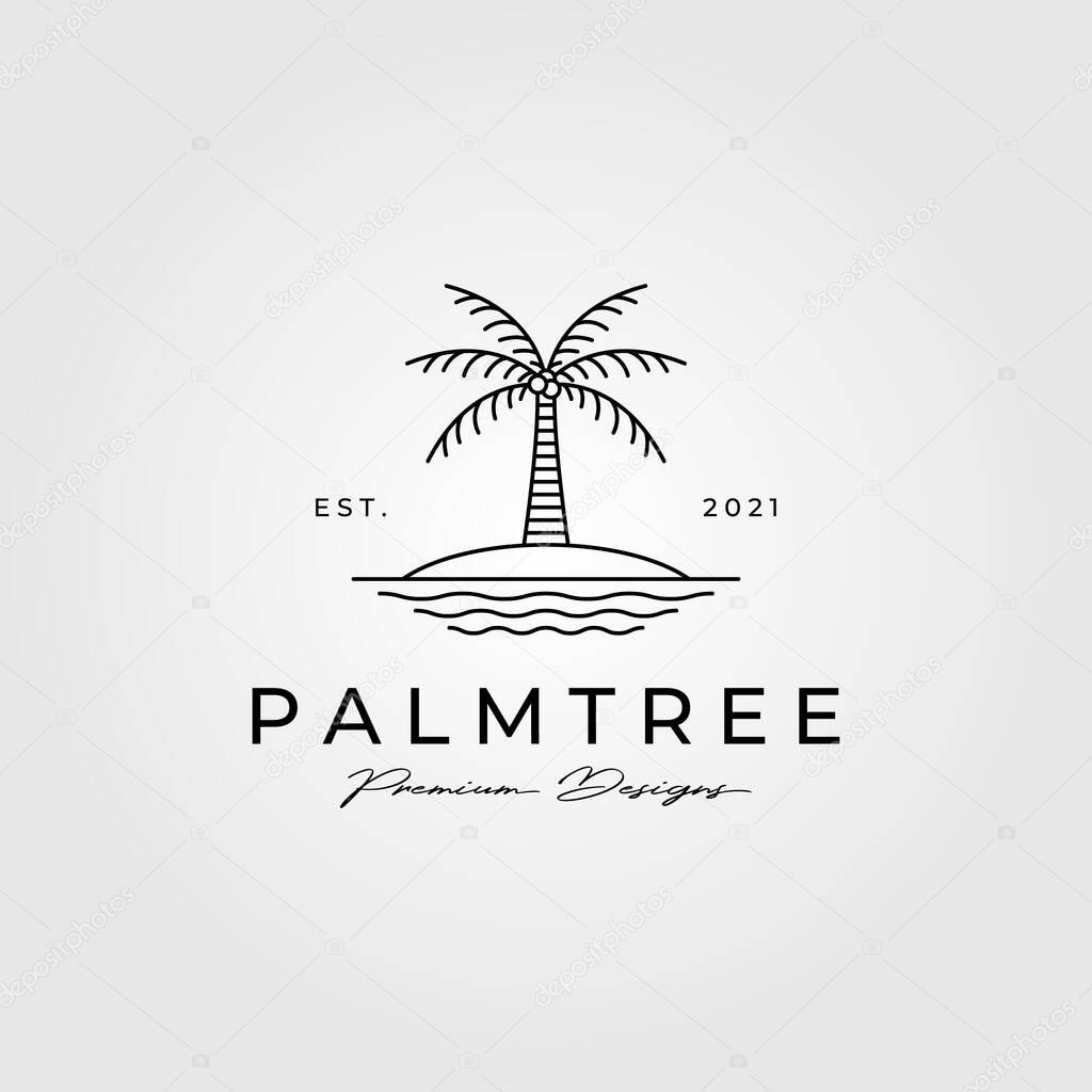 Palm tree line art logo minimalist vector symbol illustration design