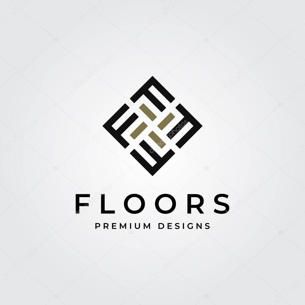 Floor logo initial letter f parquet flooring vector illustration design