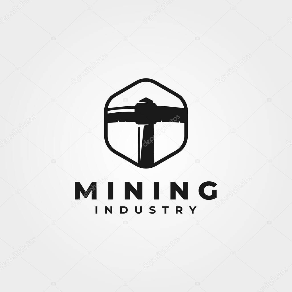 Mining coal pickaxe logo vector vintage symbol illustration design