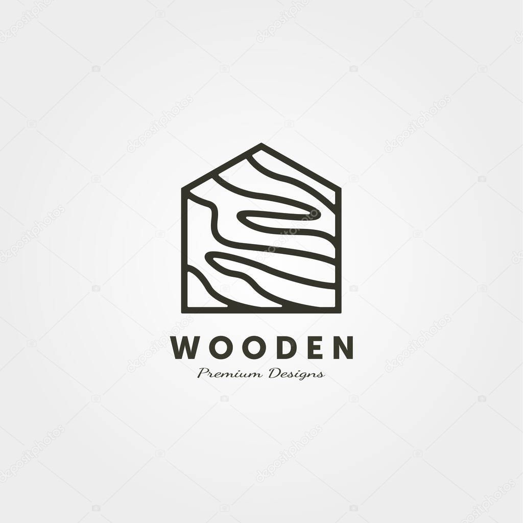 Wood house logo line art vector minimalist illustration design