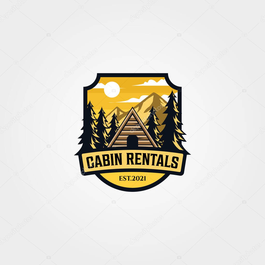 Cabin rental logo vintage vector outdoor symbol illustration design