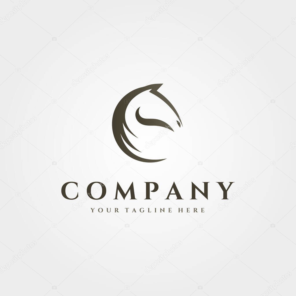 Horse head logo vector vintage minimalist illustration design