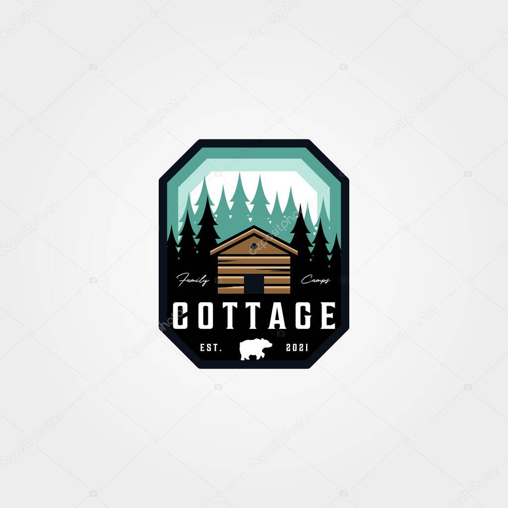 Adventure cottage emblem logo patch vector illustration design