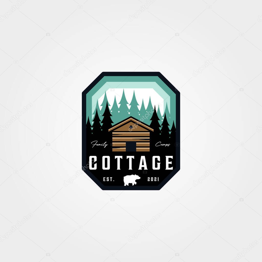 adventure cottage emblem logo patch vector illustration design