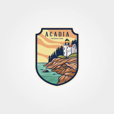 acadia ulusal park logosu yama vektör sembolü çizim tasarımı