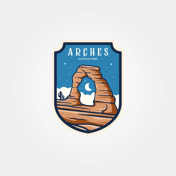 Emblema Parco Nazionale Archi Logo Vettore Adesivo Patch Viaggio Simbolo — Vettoriale Stock