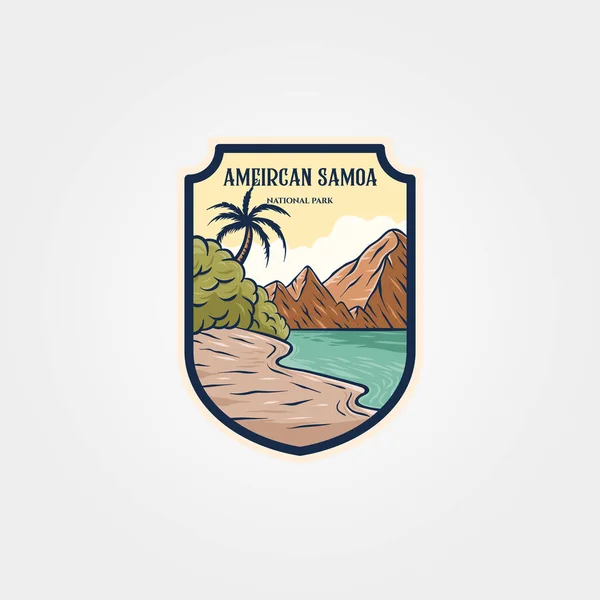 América Samoa Parque Nacional Logotipo Etiqueta Parche Vector Símbolo Viaje — Archivo Imágenes Vectoriales