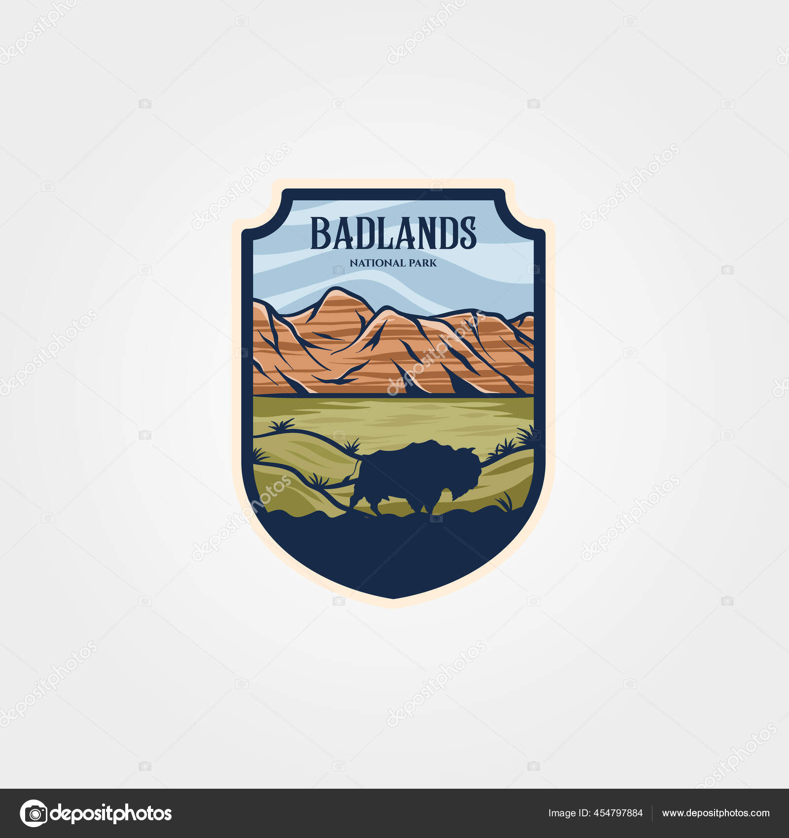 Parche Emblema Del Parque Nacional Badlands Diseño Ilustración Vector  Vintage Vector de stock #454797884 de ©lawoel, image size:1600x1700