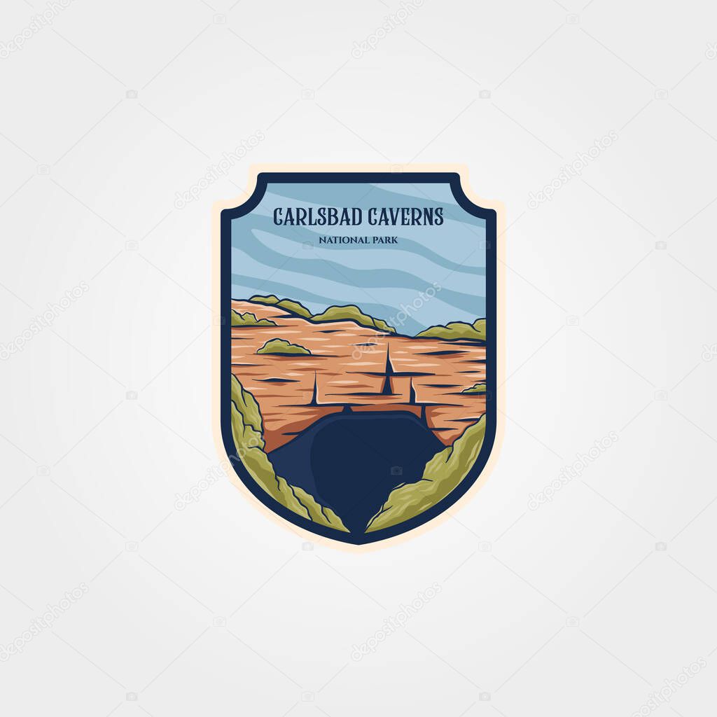 Carlsbad caverns national park logo vector symbol design, U.S. national park cave emblem illustration design