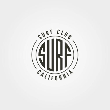 California Sörf Kulübü amblemi logo vektör vintage illüstrasyon tasarımı, sörf tipografi logosu tasarımı