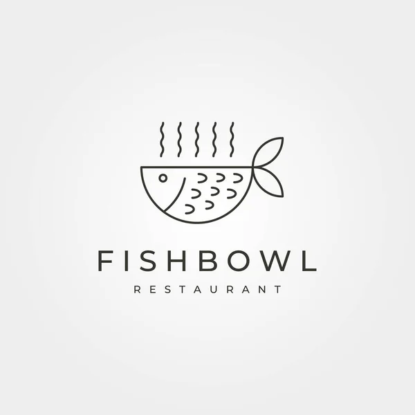 Line Art Bowl Ikonu Logo Vektör Tasarımı Restoran Logosu Sembolü — Stok Vektör