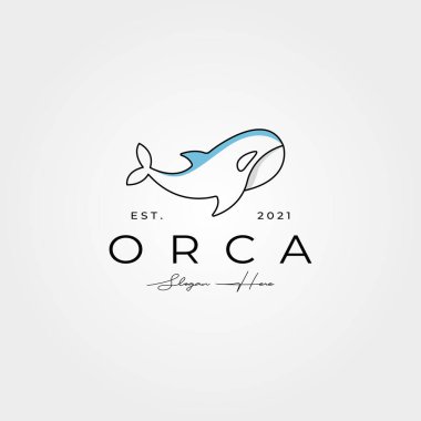 Minimalist orka balina logo vektör çizgisi resim tasarımı