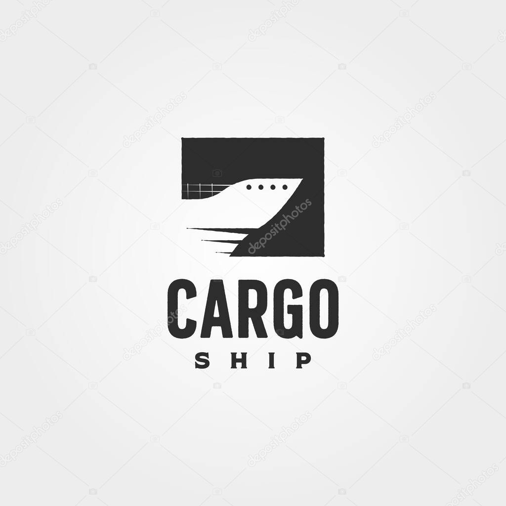 container ship vintage logo vector symbol illustration design, minimalist cargo ship logo design