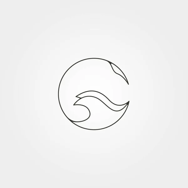 Stingray Kruh Logo Vektorové Čáry Umění Minimalistický Ilustrační Design — Stockový vektor