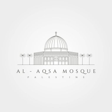 al aqsa camii minimal logo vektör illüstrasyon tasarımı, al-isra wal-mi 'raj masjidil al-aqsa çizgi sanat tasarımı
