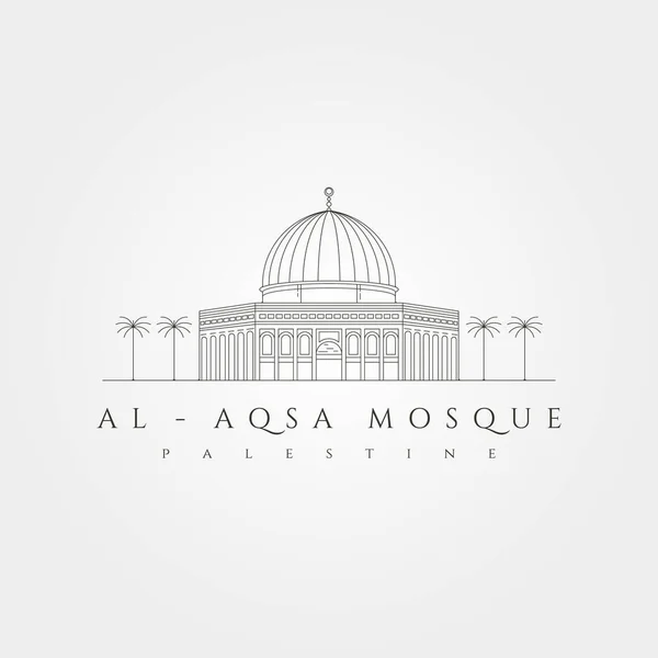 Aqsa 모스크 Isra Wal Miraj Masjidil Aqsa Line Art Design — 스톡 벡터