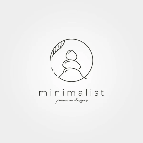 Taş Çizgisi Sanat Logosu Sembolü Minimalist Çizim Tasarımı Doğa Taşı — Stok Vektör