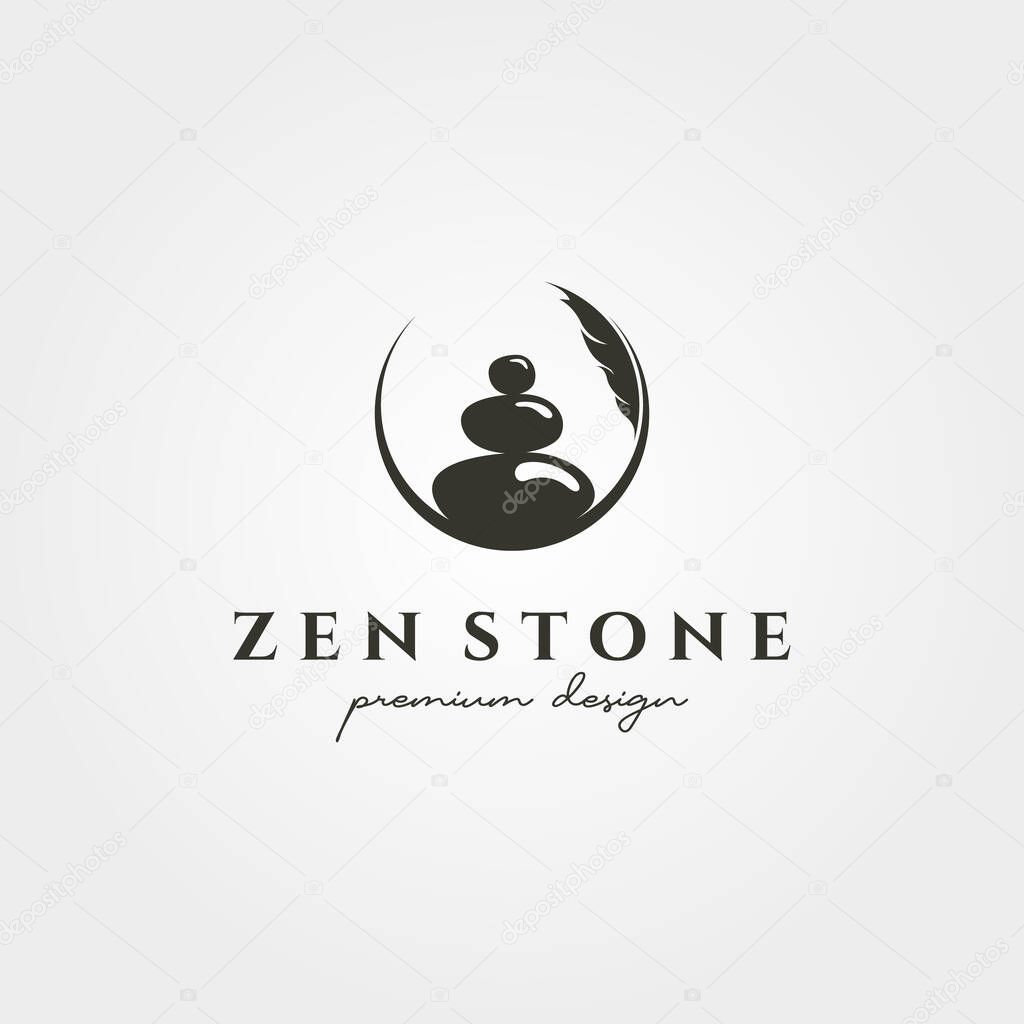 zen stone silhouette logo vector symbol illustration design, creative stone stack circle logo