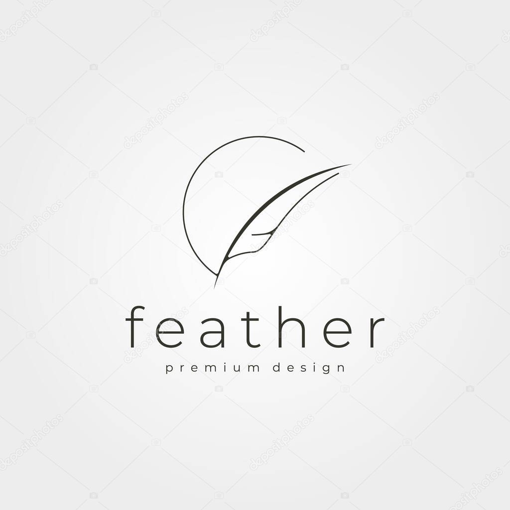 Minimalist feather logo vector for business company illustration design