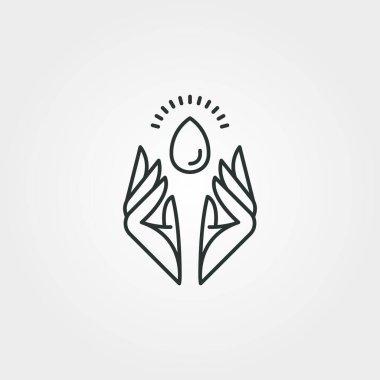 El ve su damlası vektör logosu illüstrasyon tasarımı, su bakım hattı sanat minimalist logosu tasarımı