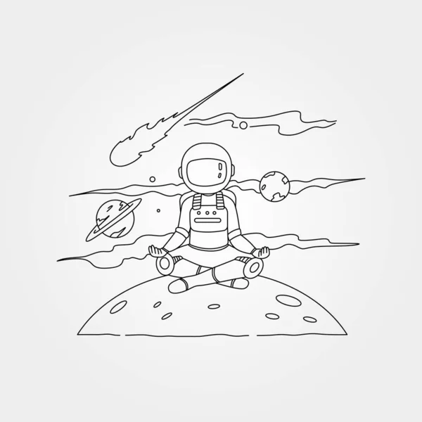 Meditação Astronauta Planeta Símbolo Vetorial Ilustração Design Astronauta Ioga Ilustração —  Vetores de Stock