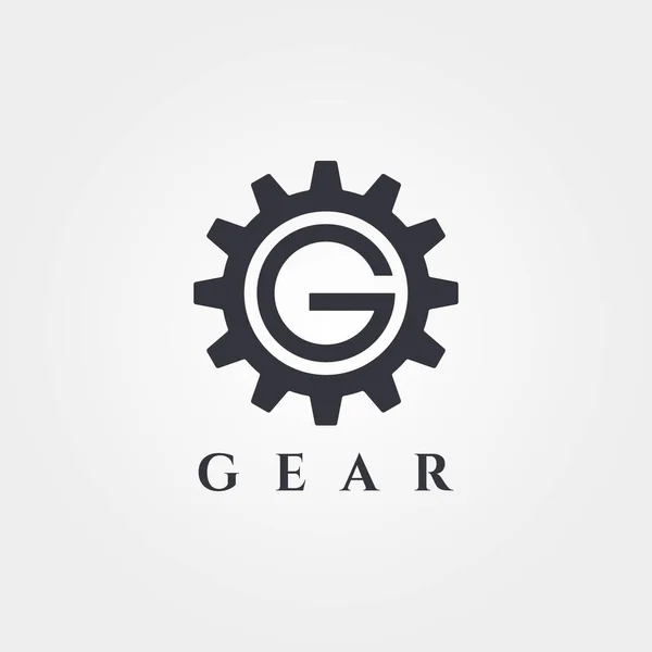 Letter Gear Logo Vintage Vector Symbol Minimal Graphic Illustration Design — ストックベクタ