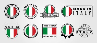 İtalya amblem logo tasarımında üretilen, İtalya etiketli simge resimleme dizaynında yapılmış vektör kümesi