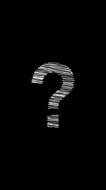 Animasyon beyaz soru işareti kara karatahtaya karalanmış. Eğitici sunumlar, blog yazıları ve sosyal medya içeriği oluşturmaya elverişli.